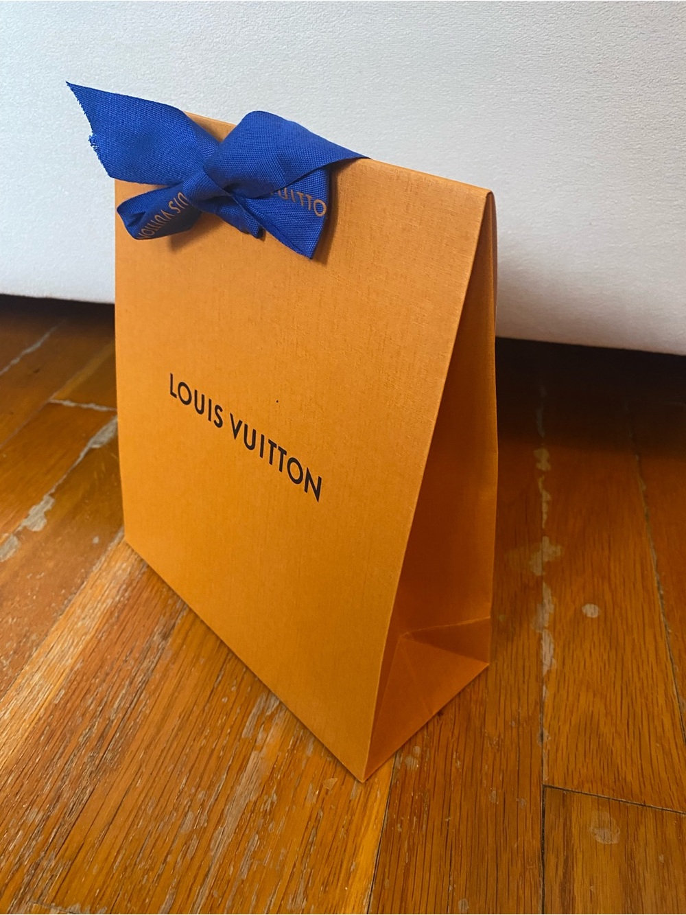 Louis Vuitton Orange Paper Tote with Blue Bow